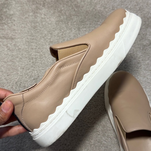 Chloe Lauren Scallop Detail Leather Sneakers Size 38 / US 7.5 - Picture 8 of 9